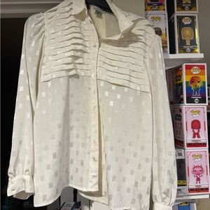 🥓Chic Cream Women's Blouse with Pleated Design